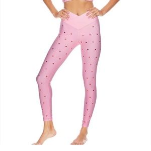 Final sale Beach Riot Dotty Red heart Metallic Pink Leggings